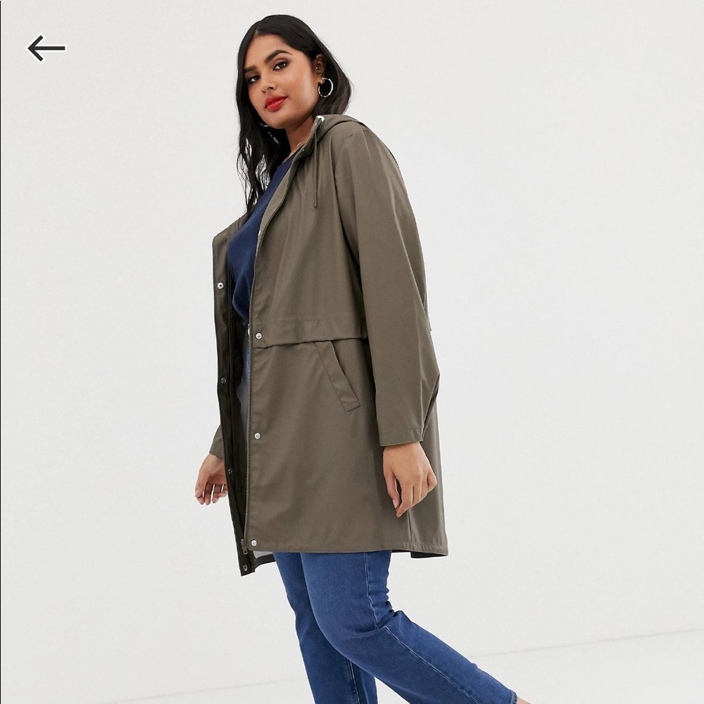 COPY - Vero Moda plus size hooded rain coat in khaki green size 18 2X